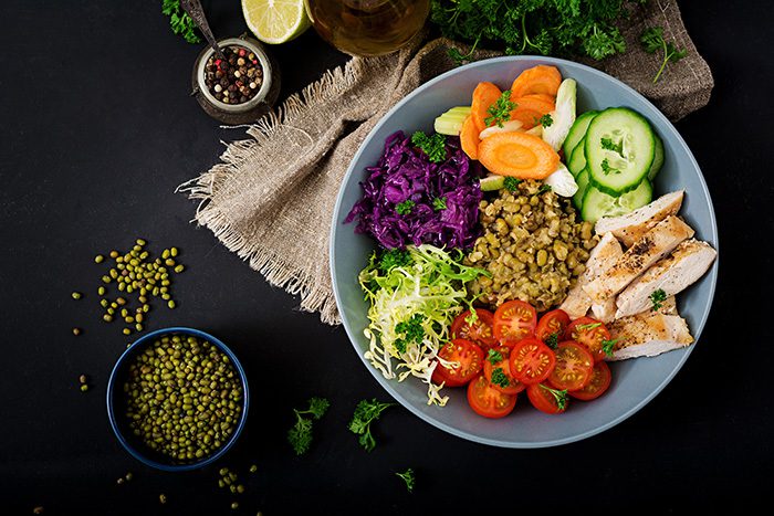 A view of a nutritious meal on a table.